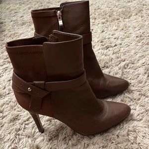 Women's White House Black Market Brown Leather Heel Booties Size 10M